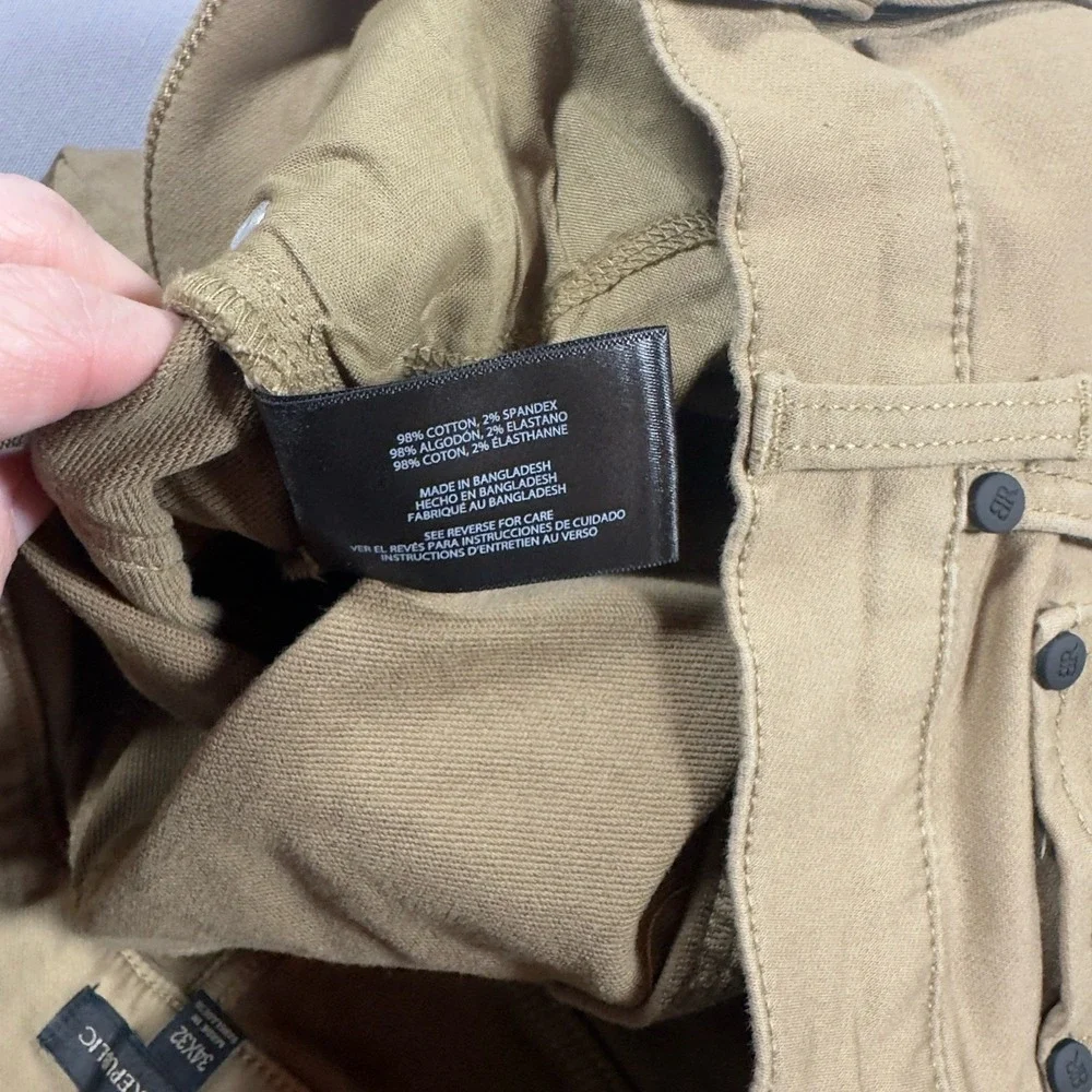 Banana Republic Khaki Stretch Jeans Mens 34x30 Tan Slim Straight Casual Pants